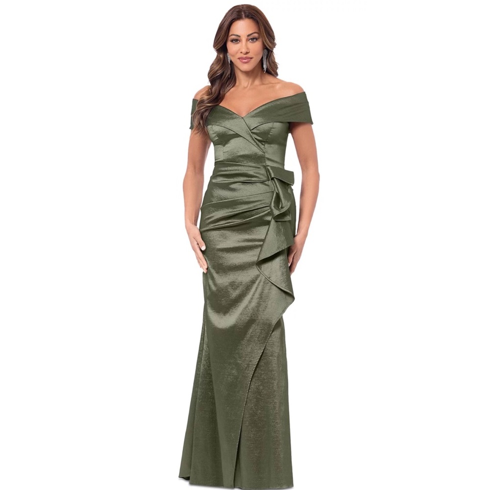 XSCAPE Taffeta Off The Shoulder Sweetheart maxi dress Gown